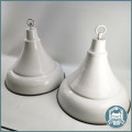 Two LARGE Vintage Bell Shaped Enamel Industrial Lamp Shades - Bid per Item to take Both!!!