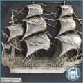 Vintage Spanish Wall Plaque Sovereign of the Seas Inglaterra 1637 Leather & Pewter!!!