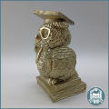 Collectible Vintage Metal Finish Owl Savings Bank!!