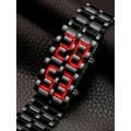 Men`s Stainless Steel Lava RED LED Digital Bracelet Watch (Black Red)
