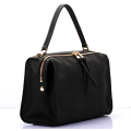 Genuine leather famous design ladies handbag, with strape. black color.