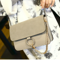 Fashion lady favorate nubuck flap chain retro satchel shoulder bag. Grey color.