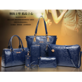 6 sets multi-usage crocodile pattern fashion handbags. Blue color