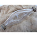 Antique embossed glass baby feeding bottle Cherub