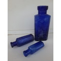 Otto Landsberg and two Not to be taken bottle made in Japan cobalt blue bottles
