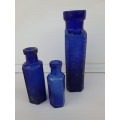 Otto Landsberg and two Not to be taken bottle made in Japan cobalt blue bottles