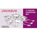 Chukbok 15-Piece Heavy Bottom Stainless Steel