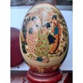 Vintage, Satsuma Egg With Stand, Hand Painted Japanese Art