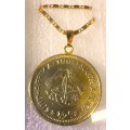 1961 UNION COIN on a NEW 18 carat gold plated chain. Brand new chain. Hand crafted. Money back guar.