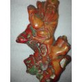 Antique ,Man with money bag.Hand carved Coral  170 x 110  x 80 mm Chinese