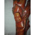 Antique Man with money bag.Hand carved  Coral 300 x 50 x 120 mm Chinese