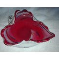Tutti-Frutti-Murano-Art-Glass-Bowl.Italian Murano Leave shape 2 colour ashtray 170 x 160 x 50mm