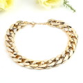 New Woman Girl Fashionable Elegant Stunning Necklace Chain Jewelry Gold Plated Alloy Chunky Curb