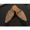 Taupe Pointy Toe Mules