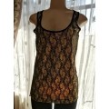 Black Lace and Gold Sleeveless Top