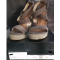 Braided Strap Espadrille Taupe Wedges
