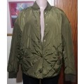 Olive Green Oversized Quilted Bomber Jacket