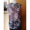 Chiffon Red and Grey Floral Top