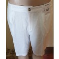 White Textured Bermuda Shorts
