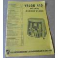 VINTAGE VALOR 410 SAFEWAY RADIANT HEATER - INSTRUCTIONS BOOKLET