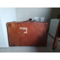Antique British made leather suitcase