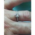 CERTIFIED 1.11CT ROUND CUT VS2/G SOLITAIRE PAVE DIAMOND ENGAGEMENT RING IN 14K WHITE GOLD SETTING