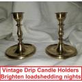 Vintage Brass Drip Bowl Hand Crafted Set Candle Holders for Home Decor