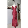 Elegant V Neck Evening Dress Simple Burgundy Sequin Dress Sleeveless Dress for Women Party