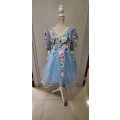 Blue Fairy Dress Prom Matric Evening Party Dress Homecoming Dress, floral Fancy Party