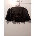 Black satin mini tiered skirt 34