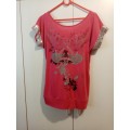 Pink printed top with ruched back 34-36