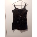 Black latex midi dress 34-36 New imported