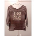 Grey and brown striped top L