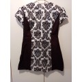One of a kind white and black top with damask print 34-36