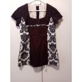 One of a kind black and white top with damask print 34-36