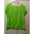Neon green lace top XL