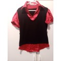 Red Satin and black top XXL