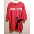 Red long top with belt detail 32