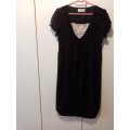 Black frilly dress with lace detail and bubble hem 36-38