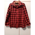 Red and black warm long sleeve check shirt 5-6