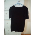 Black sequined long length short sleeve jersey size L