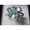 Pretty Genuine Sky Blue Topaz Ring Set in Solid 925 Sterling Silver