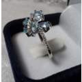 Pretty Genuine Sky Blue Topaz Ring Set in Solid 925 Sterling Silver