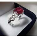 RUBY set in SOLID STERLING with CUBIC ZIRCONIA Detail