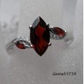 MARQUISE CUT GENUINE GARNETS SET IN SOLID STERLING