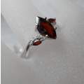 MARQUISE CUT GENUINE GARNETS SET IN SOLID STERLING