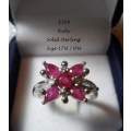 FLOWER STYLE RUBY RING SET IN SOLID STERLING