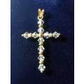 9K GOLD & SWAROVSKI CRYSTAL CROSS