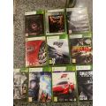 X BOX 360 E 250GB WITH 2 CONTROLLERS and 10 GAMES