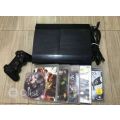 500GB SUPERSLIM PS3 WITH 5 DISC ORIGINAL GAMES AND 45 GAMES ONBOARD WITH TWO BRAND NEW WIRELESS CONT